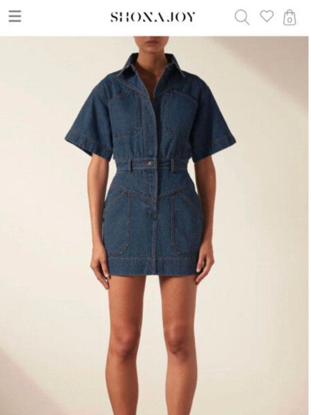 Shona Joy Emily Blue Denim Mini Dress Size 4 - Picture 2 of 5